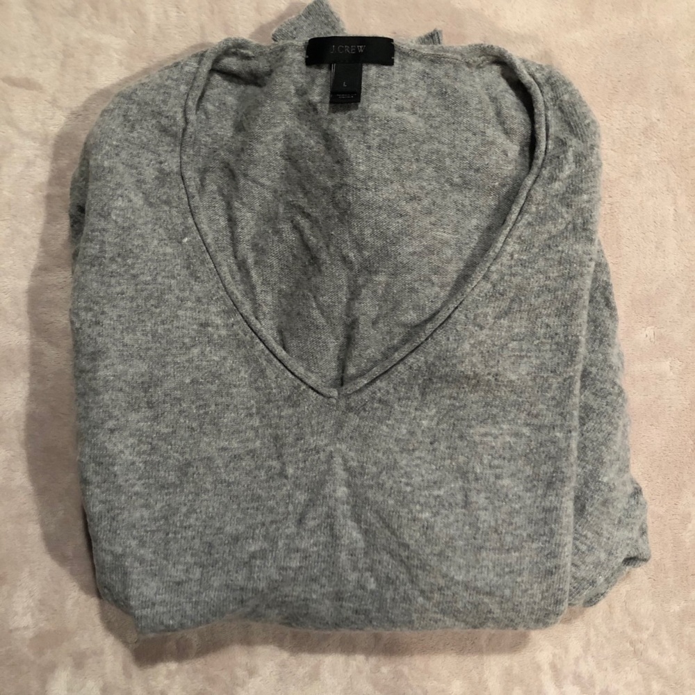 J.crew gray wool blend neck sweater